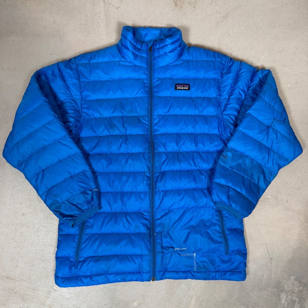 Patagonia Boys Large Down Sweater Puffer Jacket Andes Blue see desc F14